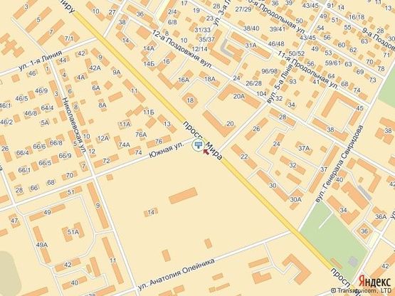 Схема рекламной плоскости по адресу просп. Мира, 15 - ул. Южная