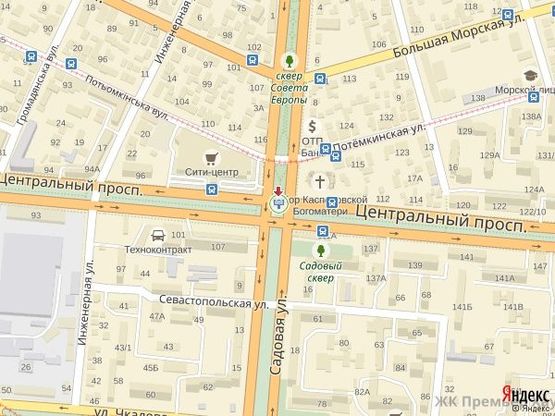 Схема рекламной плоскости по адресу просп. Центральный - ул. Садовая