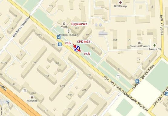 Схема рекламной плоскости по адресу вул.Незалежної України - Обл.ГАЇ, ст.Б