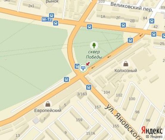 Схема рекламной плоскости по адресу Тамма ул. к  Яновского ул.