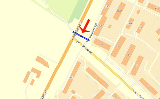 Схема рекламной плоскости по адресу Бровары Киевская,292/Гагарина-СИЛЬПО (В) верхний - на Киев