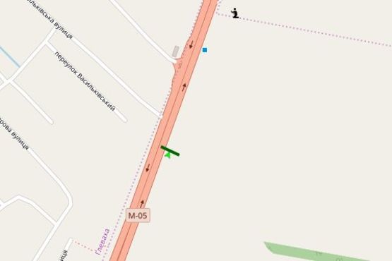 Схема рекламної площини за адресою Київ - Одеса, 14 км+000м до Києва (справа в напр. Одеської пл. )