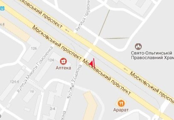 Схема рекламної площини за адресою Московский пр., 128 - Кошкина ул.