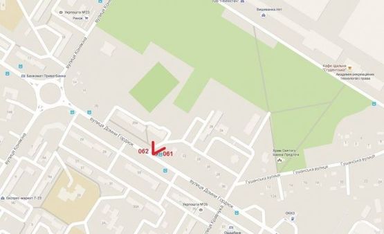 Схема рекламной плоскости по адресу Гордіюк 20а