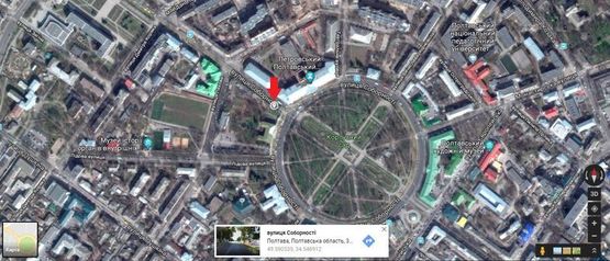 Схема рекламной плоскости по адресу г Полтава ул Соборности,37 центр города размер 2*4 №6