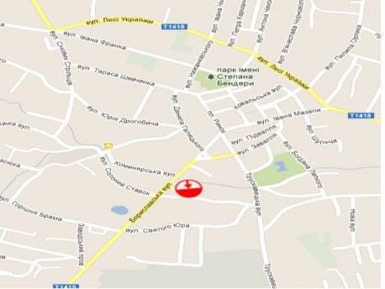 Схема рекламной плоскости по адресу вул. Бориславська (центр)