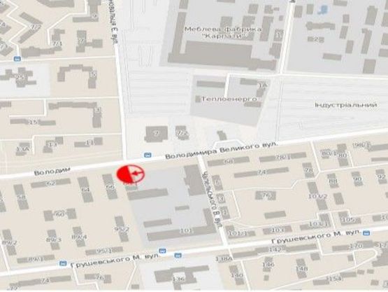 Схема рекламной плоскости по адресу вул.В.Великого, 66/1,  АТБ, Сільпо, Будматеріали