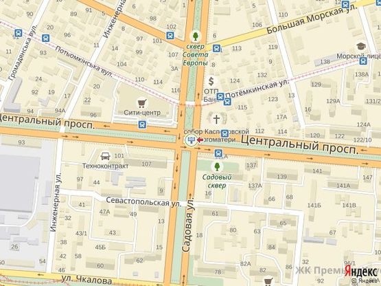 Схема рекламной плоскости по адресу просп. Центральный - ул. Садовая