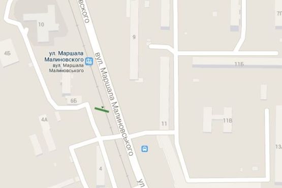 Схема рекламной плоскости по адресу Маршала Малиновського вул., 4: військкомат (в напр. Оболонського просп.)