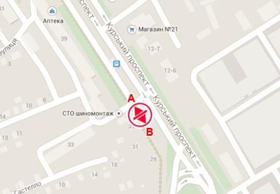 Схема рекламной плоскости по адресу Курский пр-т., 29