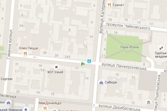 Схема рекламної площини за адресою Ланжеронівська вул., 17 (направление на вул.Гаванная)