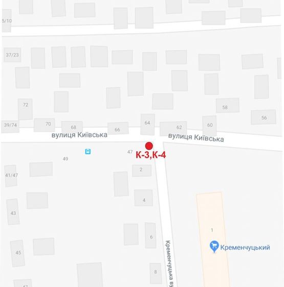 Схема рекламной плоскости по адресу ул.Киевская/Кременчуцкая