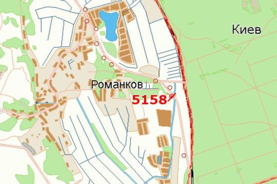 Схема рекламной плоскости по адресу Київ - Обухів, 12км + 800м від Києва (в напр. Обухова (ресторан "Край-Рай"))