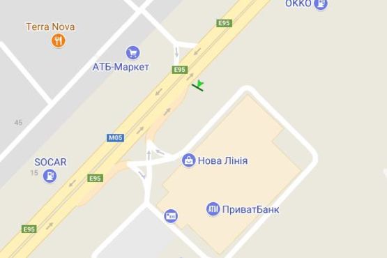 Схема рекламної площини за адресою Київ - Одеса, 01км + 400 до Києва біля супермаркета "Нова лінія" (зліва в  напр. м.Одессы)