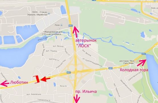 Схема рекламної площини за адресою Арка-Полтавский шлях-пост ГАИ-из центра