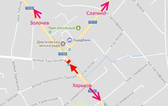 Схема рекламной плоскости по адресу Дергачи-ул. Петровского-горсовет-в центр