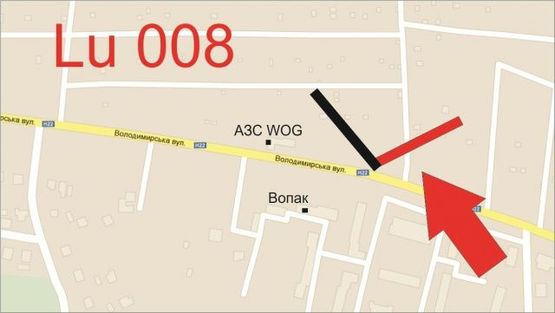 Схема рекламной плоскости по адресу Володимирська_АЗС WOG_с.м.Вопак_ДЮСШ