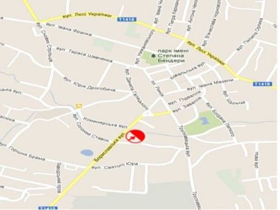 Схема рекламной плоскости по адресу вул. Бориславська (центр)