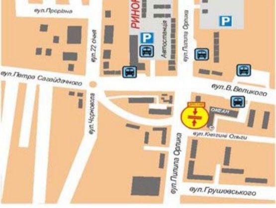 Схема рекламной плоскости по адресу вул.П.Орлика,18