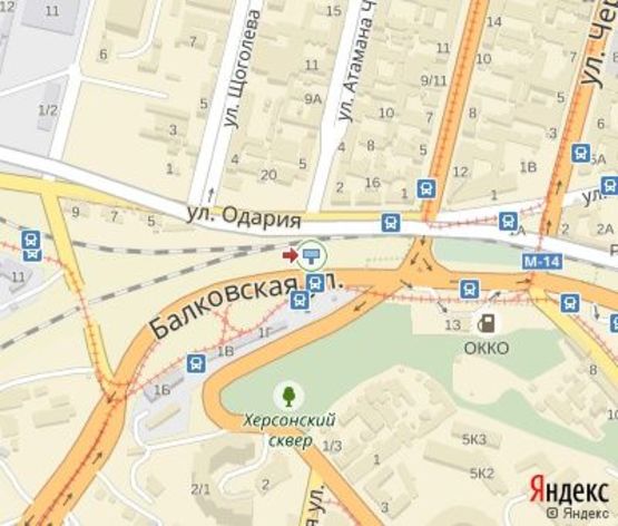 Схема рекламної площини за адресою Балковская ул. - Херсонский сквер (Пересыпский мост)