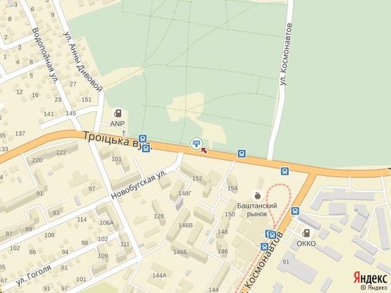 Схема рекламной плоскости по адресу ул. Троицкая, поворот на санаторий "Дубки"