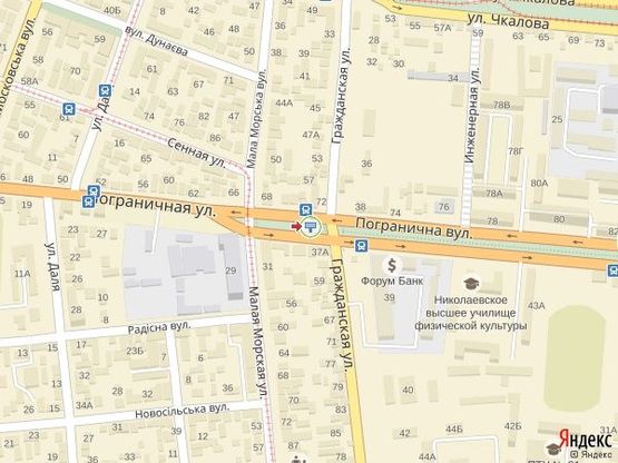 Схема рекламной плоскости по адресу ул. Пограничная, 35 - перед ул. Гражданская