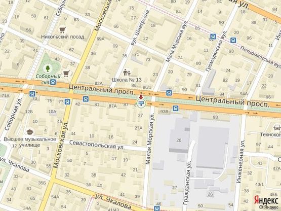 Схема рекламной плоскости по адресу просп. Центральный - ул. М. Морская