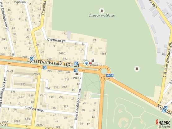 Схема рекламной плоскости по адресу просп. Центральный - ул. 10-я Слободская