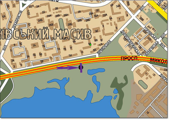 Схема рекламной плоскости по адресу пр.Бажана,ст.м. Вырлыця  выезд из города (ближняя к дороге)