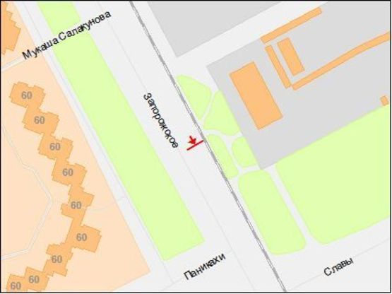 Схема рекламной плоскости по адресу Запорожское шоссе, 37 - Паникахи ул., из центра