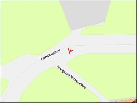Схема рекламної площини за адресою Космическая ул. - Комарова ул., из центра