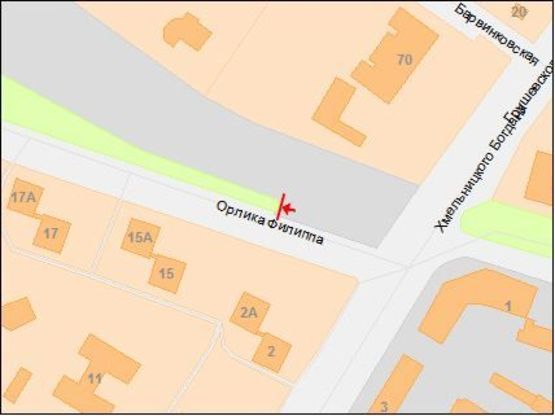 Схема рекламної площини за адресою Орлыка Пилипа пр., 15 - Богдана Хмельницкого пр.