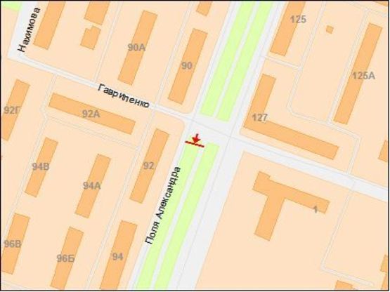 Схема рекламной плоскости по адресу Поля пр., 92 - Гавриленко ул.