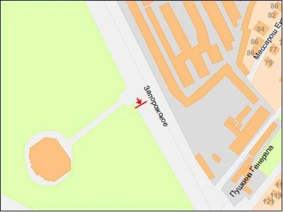 Схема рекламной плоскости по адресу Запорожское шоссе, возле парка "40-летия Освобождения Днепра", из центра