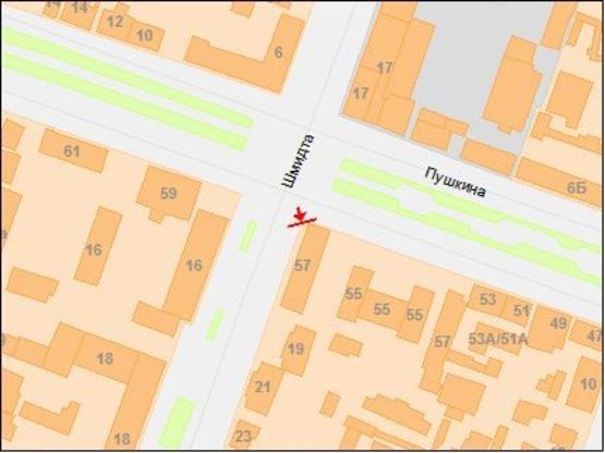 Схема рекламной плоскости по адресу Пушкина пр. - Шмидта ул.