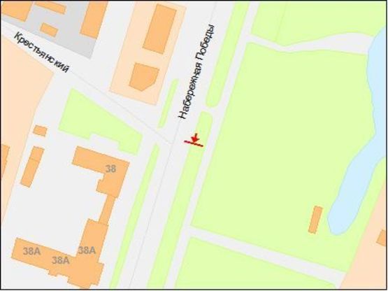 Схема рекламной плоскости по адресу Набережная Победы ул., 32, из центра