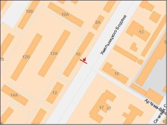 Схема рекламной плоскости по адресу Богдана Хмельницкого пр., 10, из центра