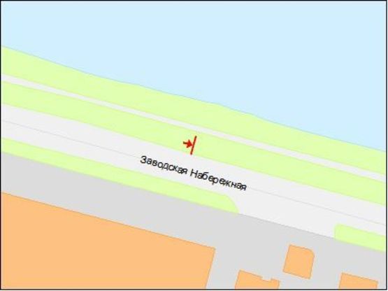 Схема рекламной плоскости по адресу Заводская Набережная ул., возле завода "ЕВРАЗ", в центр