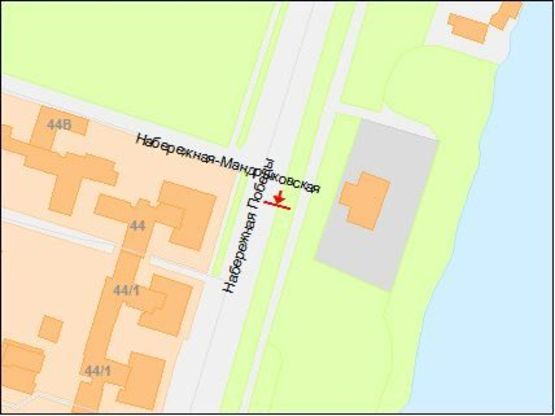 Схема рекламної площини за адресою Набережная Победы ул., 44, из центра