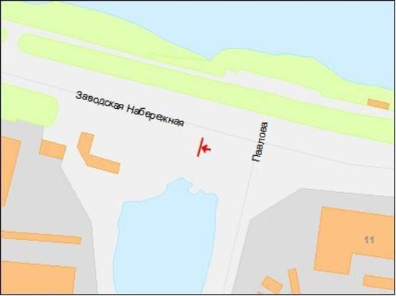 Схема рекламной плоскости по адресу Заводская Набережная ул. - Павлова ул.