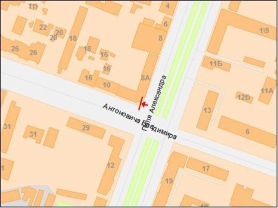 Схема рекламної площини за адресою Поля пр. - Антоновича ул.