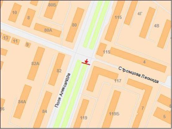 Схема рекламной плоскости по адресу Поля пр. - Стромцова ул., из центра