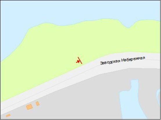 Схема рекламной плоскости по адресу Заводская Набережная ул., возле Шлакоотвала, в центр