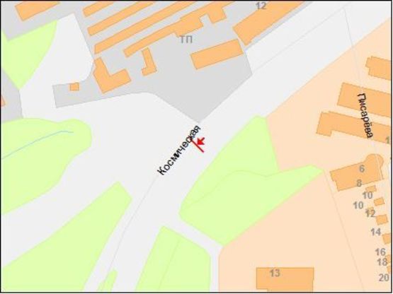 Схема рекламной плоскости по адресу Космическая ул., областная детская больница, из центра