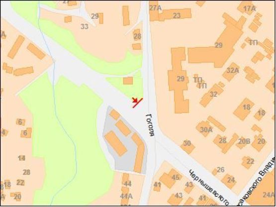 Схема рекламной плоскости по адресу Чернышевского ул., 29 - Гоголя ул.