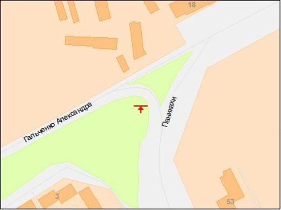 Схема рекламной плоскости по адресу Паникахи ул., 18, в центр