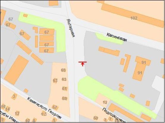 Схема рекламної площини за адресою Янтарная ул., 65 - Калиновая ул.