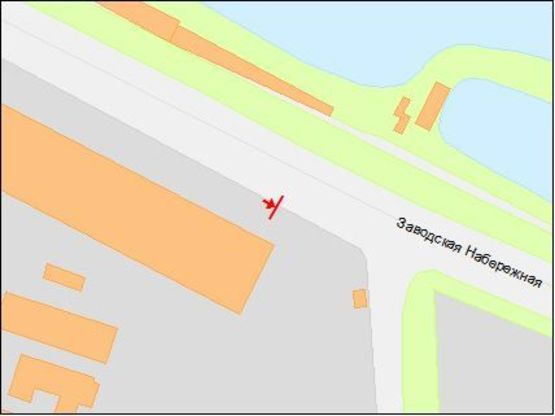 Схема рекламной плоскости по адресу Заводская Набережная ул., возле завода им. Петровского, в центр