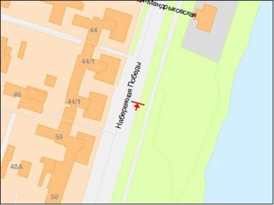 Схема рекламной плоскости по адресу Набережная Победы ул., 44/1, в центр