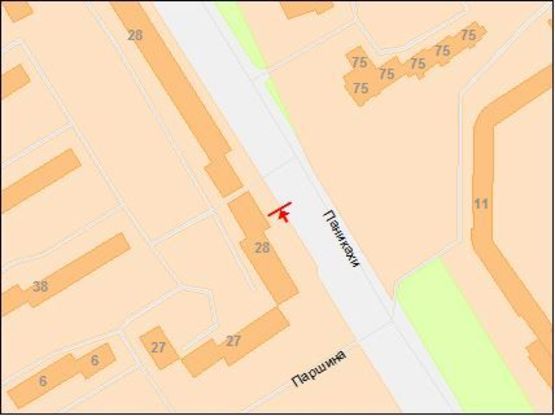 Схема рекламной плоскости по адресу Паникахи ул., 28, в центр